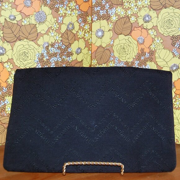 Vintage LANCÔME black CLUTCH signature fabric 60's evening hand bag - Picture 2 of 4